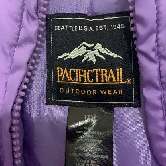 Pacific Trail Purple Snow Bib Heart Overalls - Size 12 Months - Picture 4 of 6